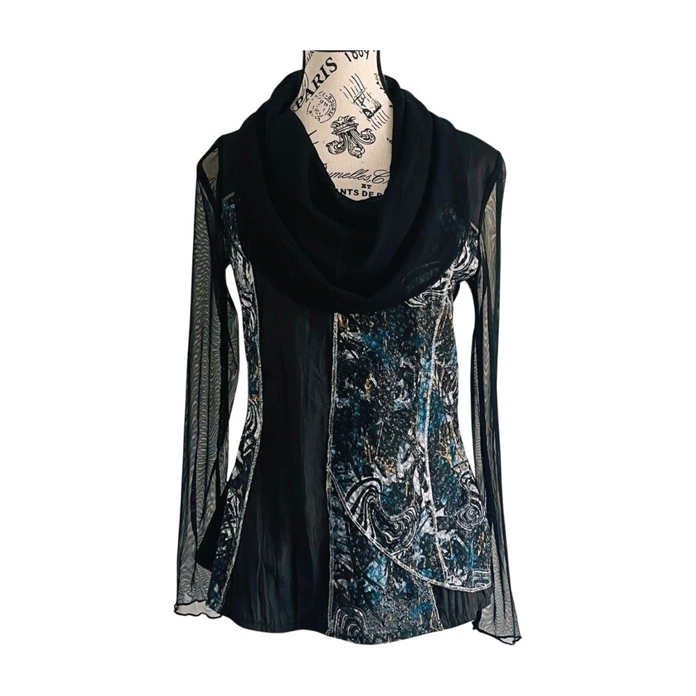 Terra Nostra Mesh & Velvet Patchwork Top – Whimsigoth Dream | US M